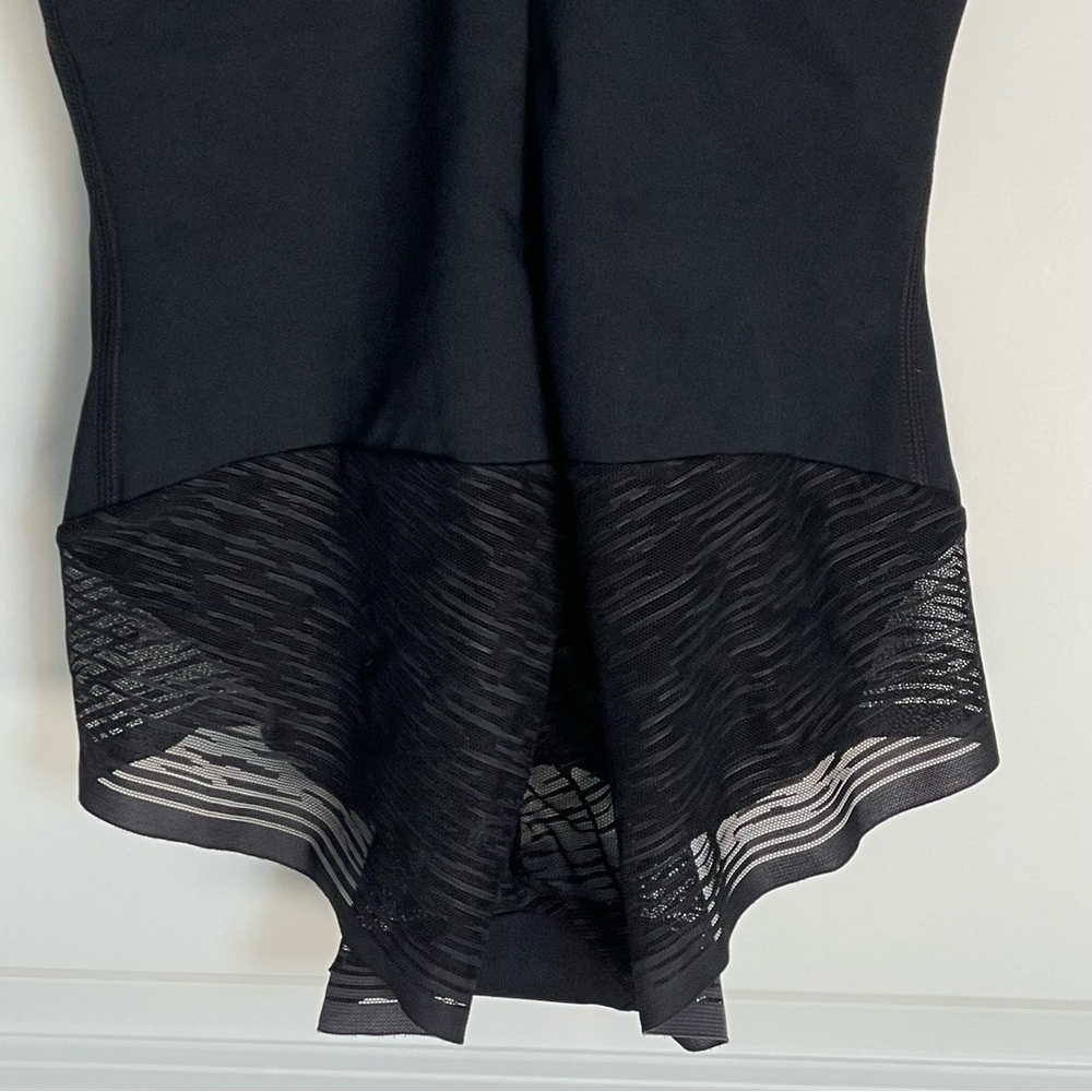 New! Leonisa Shapewear Black Sheer Stripe Detail Sculpting Bodysuit 47427 - Picture 7 of 10
